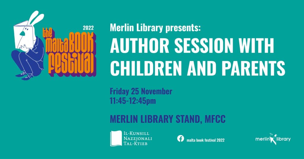 Sessjoni mill-awtur mat-tfal u l-ġenituri &#8211; Merlin Library &#8211; Stand Merlin Library (MT)