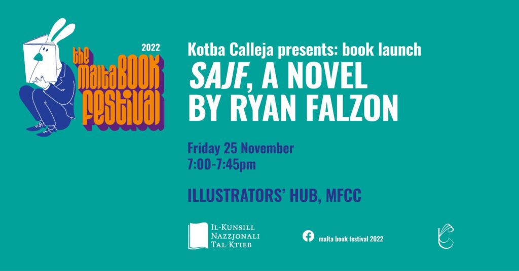 Tnedija ta’ ktieb: &#8216;Sajf&#8217;, Rumanz ta’ Ryan Falzon &#8211; Kotba Calleja &#8211; Illustrators’ Hub (MT)