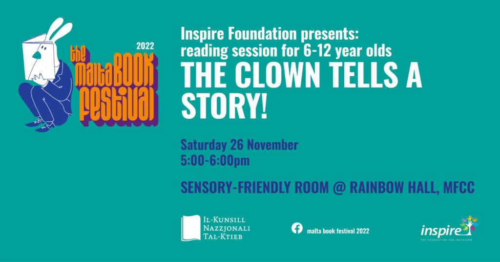 The Clown Tells a  Story! (6 sa 12-il sena) &#8211; Fondazzjoni Inspire &#8211; Sensory Friendly Room @ Rainbow Hall (EN)