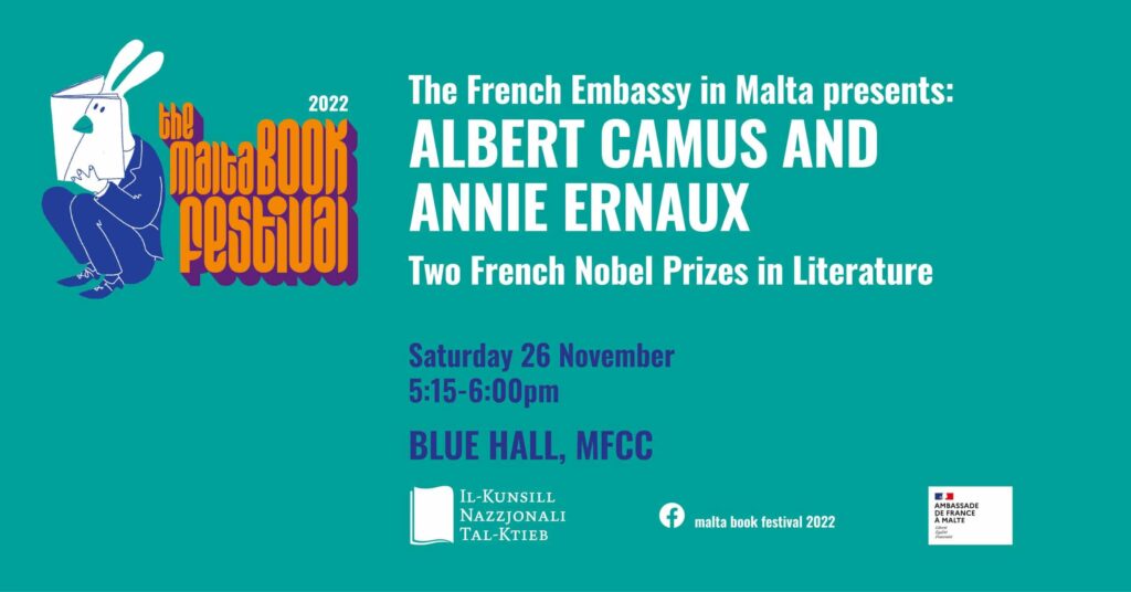 Albert Camus and Annie Ernaux, two French Nobel Prizes in Literature – French Embassy in Malta – Blue Hall (EN)
