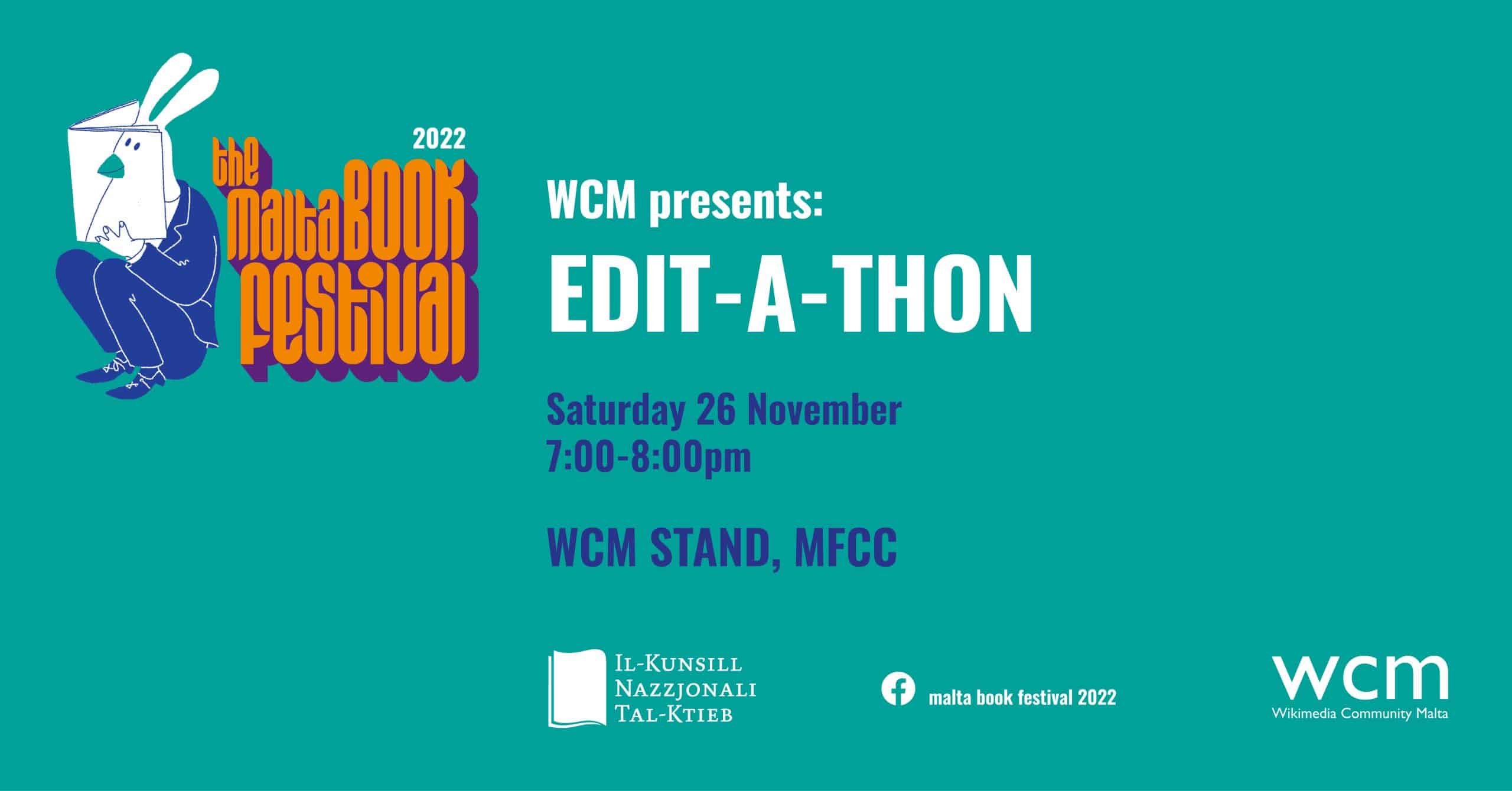 Edit-a-thon &#8211; Wikimedia Community Malta (WCM) &#8211; Stand WCM (MT/EN)
