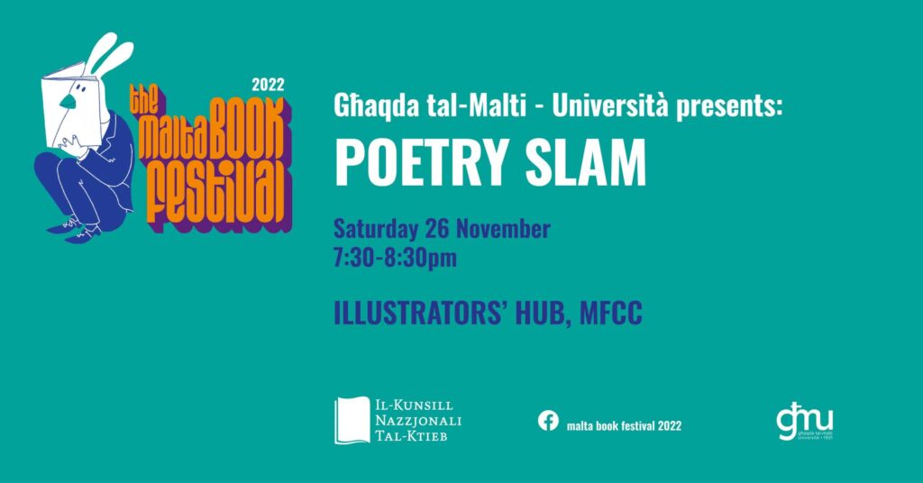 Poeżija Slam &#8211; Għaqda tal-Malti &#8211; Università &#8211; Illustrators’ Hub (MT)