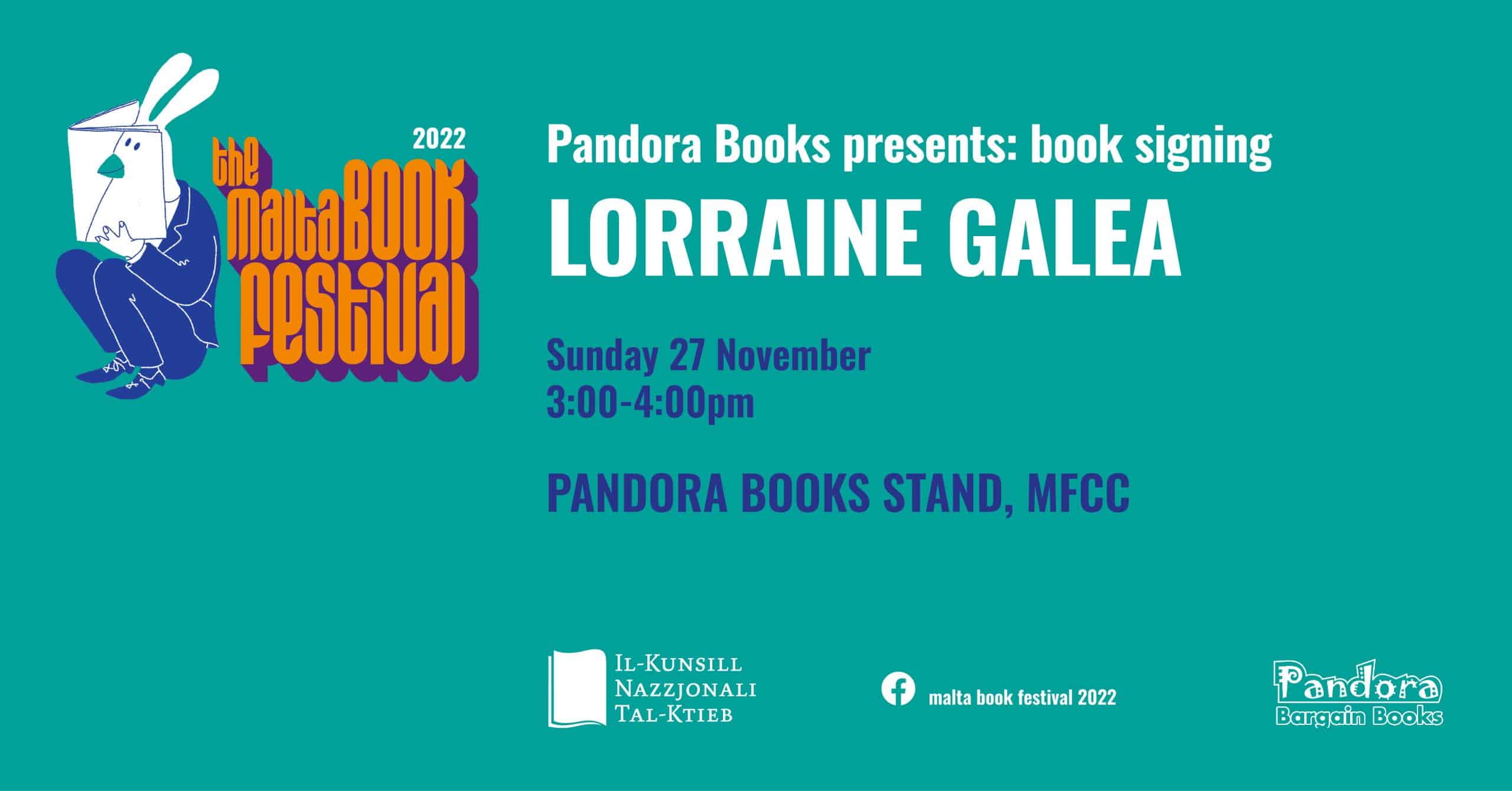 Iffirmar ta’ kotba ma&#8217; Lorraine Galea &#8211; Pandora Books &#8211; Stand Pandora Books (MT/EN)