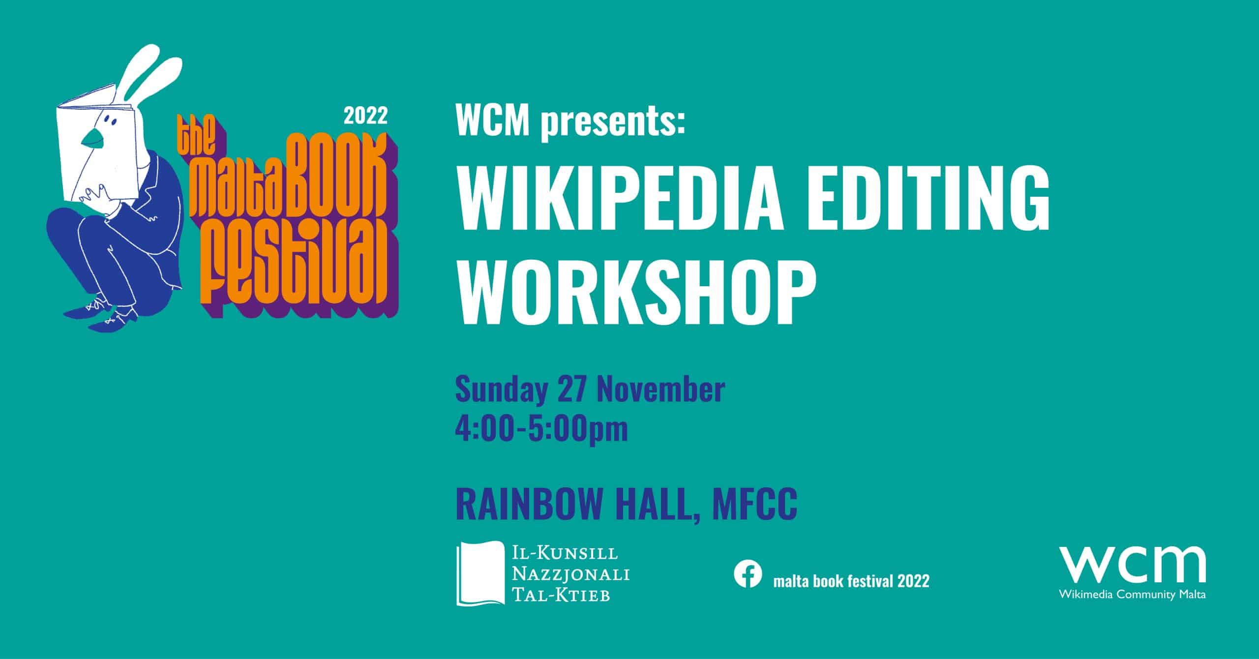 Wikipedia Editing Workshop &#8211; Wikimedia Community Malta (WCM) &#8211; Rainbow Hall (MT/EN)