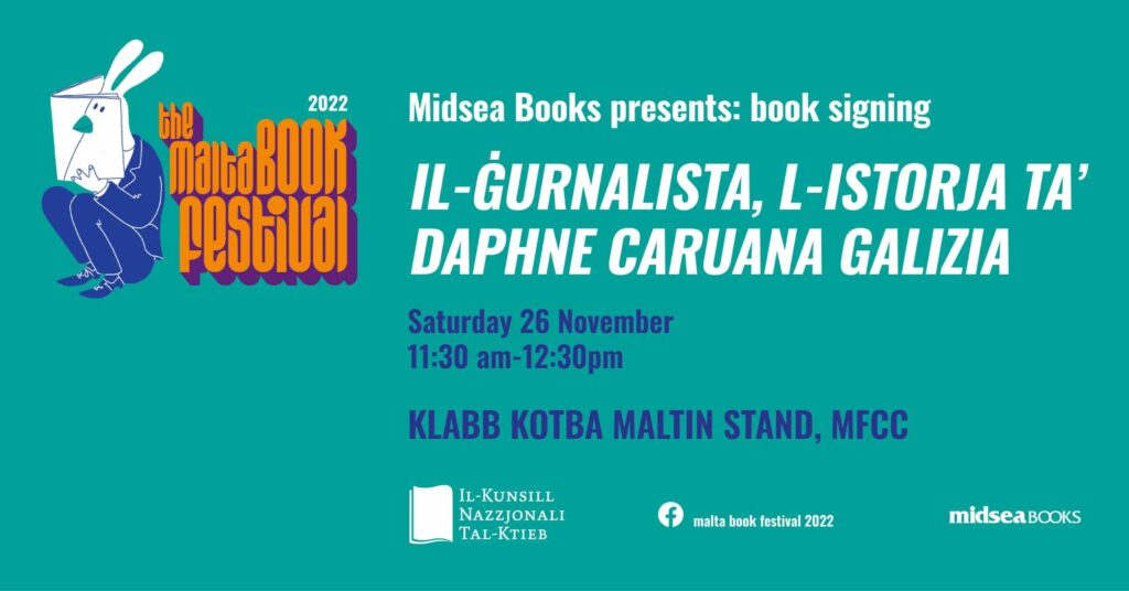 Iffirmar ta&#8217; ktieb: &#8216;Il-Ġurnalista, l-Istorja ta’ Daphne Caruana Galizia’ &#8211; Midsea Books