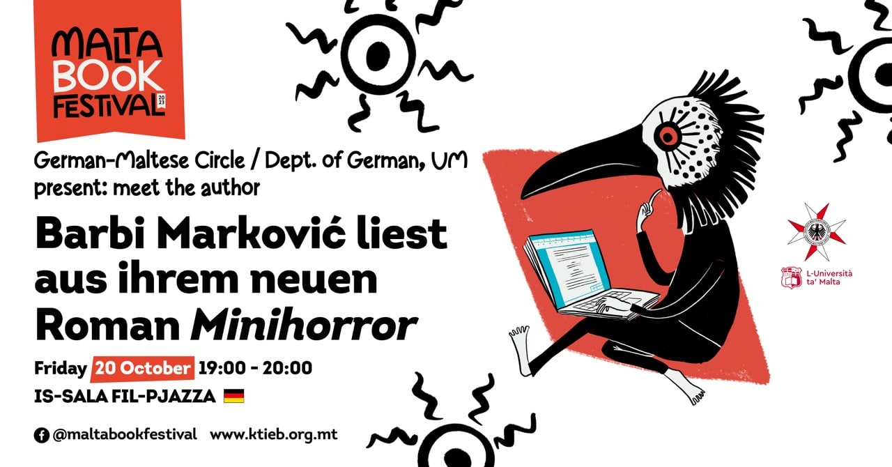 Meet the author: Barbi Marković reads from her latest novel &#8216;Minihorror&#8217; (2023) &#8211; GMC / UM Department of German &#8211; Is-Sala fil-Pjazza