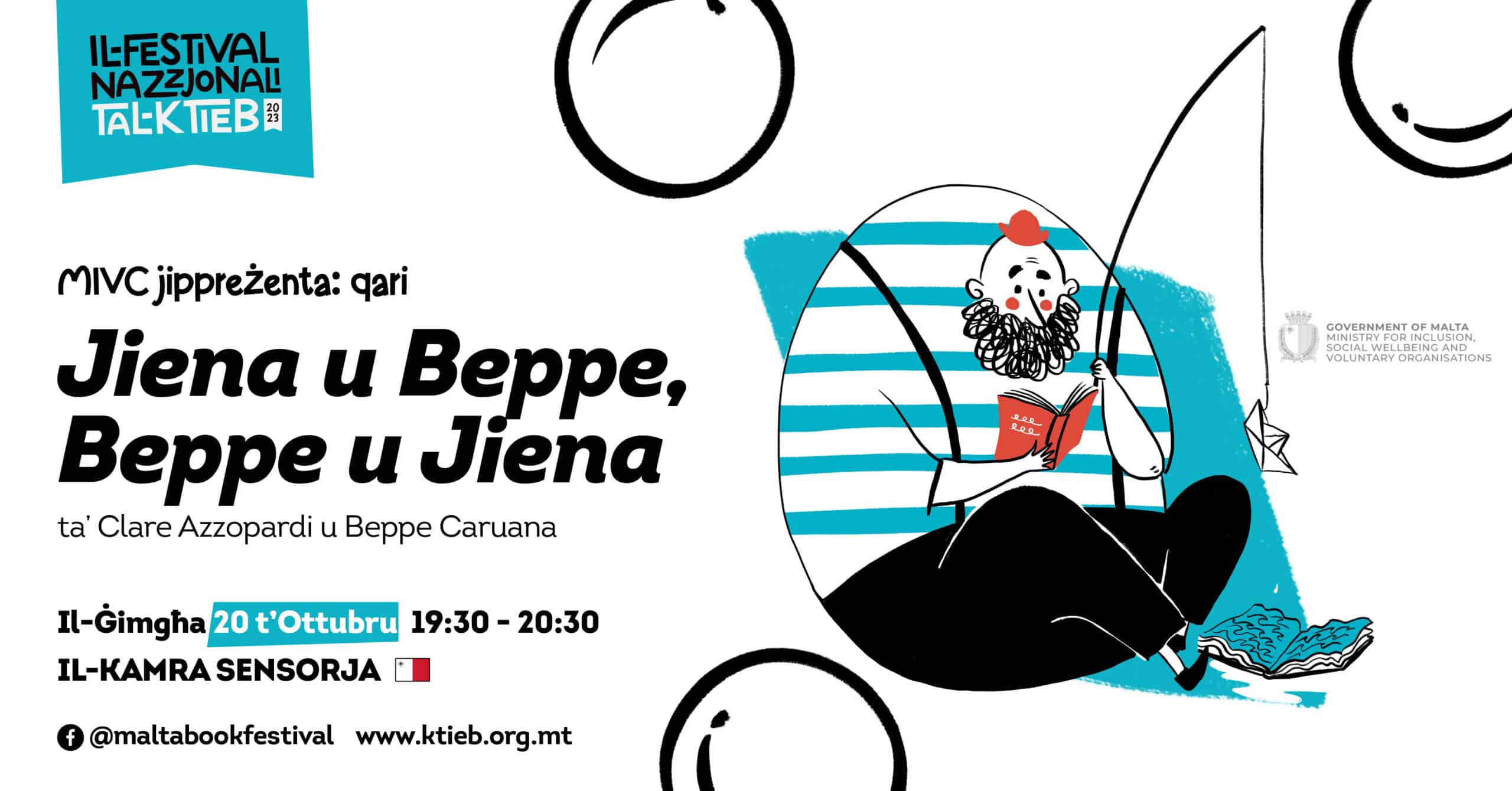 Reading from &#8216;Jiena u Beppe, Beppe u Jiena&#8217; (Merlin Publishers) &#8211; MIVC &#8211; Il-Kamra Sensorja