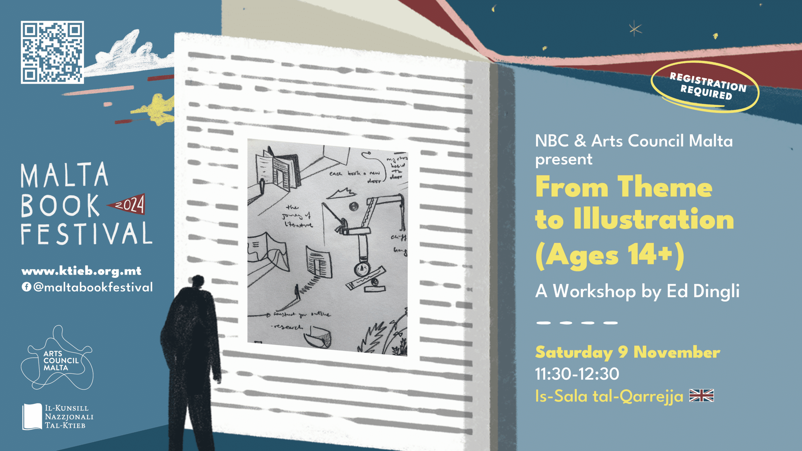 Minn Tema għal Illustrazzjoni: Workshop minn Ed Dingli (14+) – KNK u l-Kunsill Malti għall-Arti (ACM) – Is-Sala tal-Qarrejja