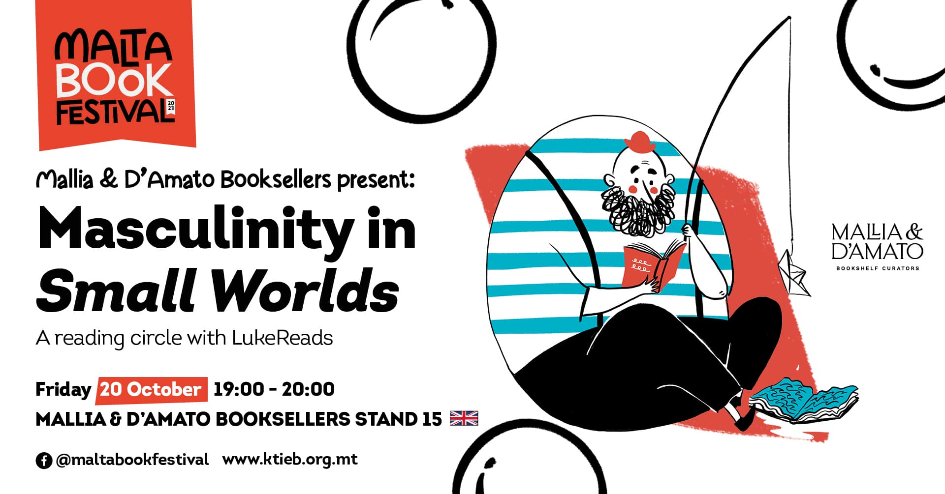 Il-Maskulinità fi &#8216;Small Worlds&#8217;: Serata ta’ qari ma’ LukeReads &#8211; Mallia &#038; D’Amato Booksellers &#8211;  L-Istand ta’ Mallia &#038; D’Amato Booksellers