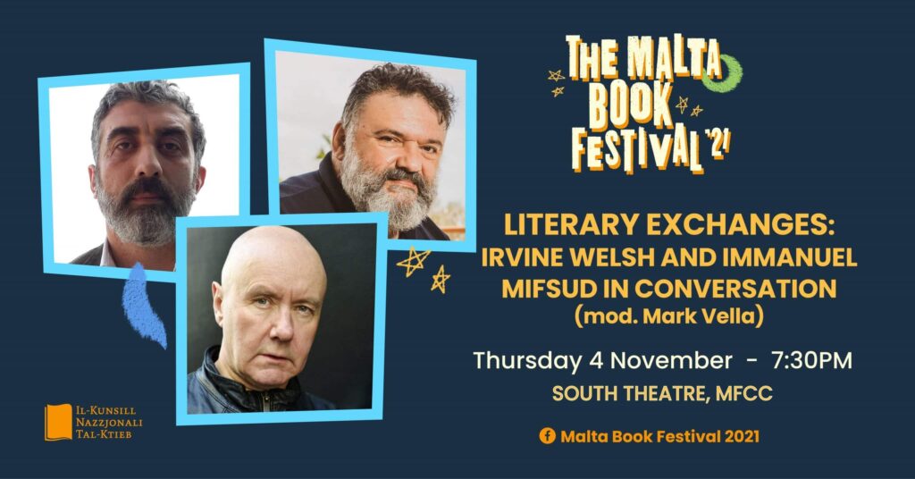 SKAMBJI LETTERARJI: KONVERŻAZZJONI BEJN IRVINE WELSH U IMMANUEL MIFSUD MA’ MARK VELLA (MOD.) &#8211; KNK