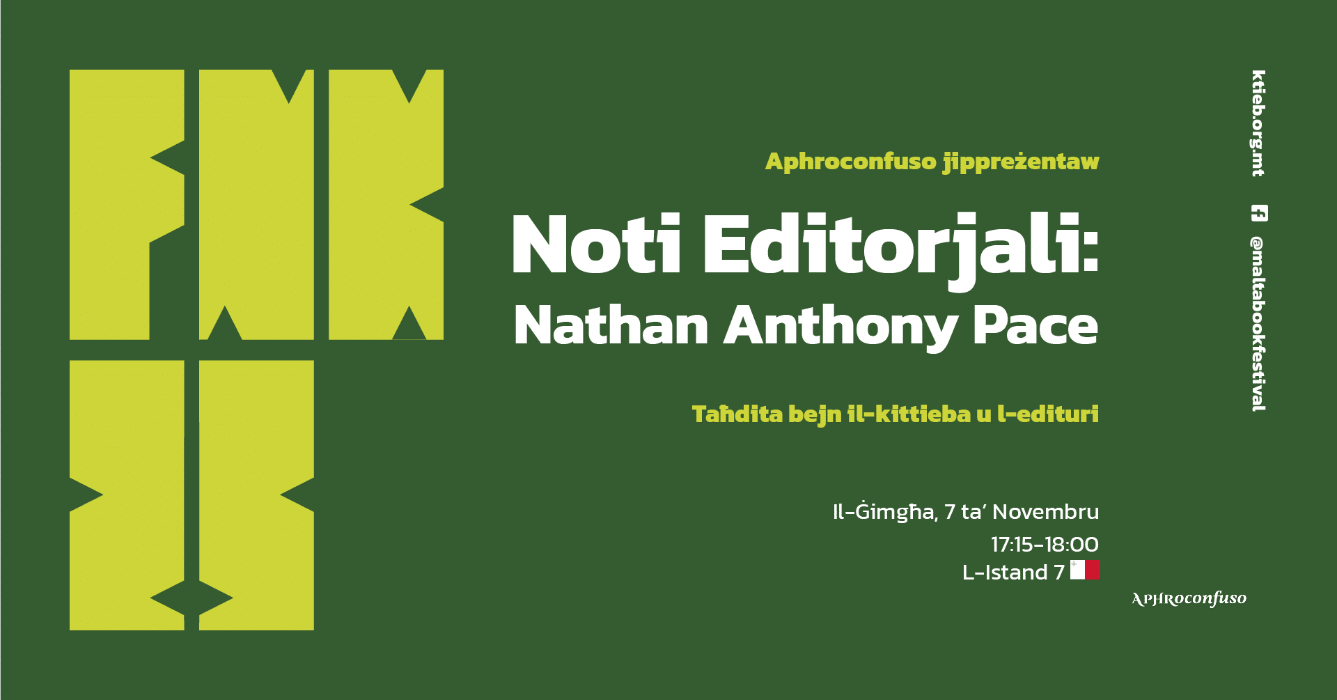 Noti Editorjali: Nathan Anthony Pace – Taħdita bejn il-kittieba u l-edituri – Aphroconfuso – L-Istand 7  🇲🇹