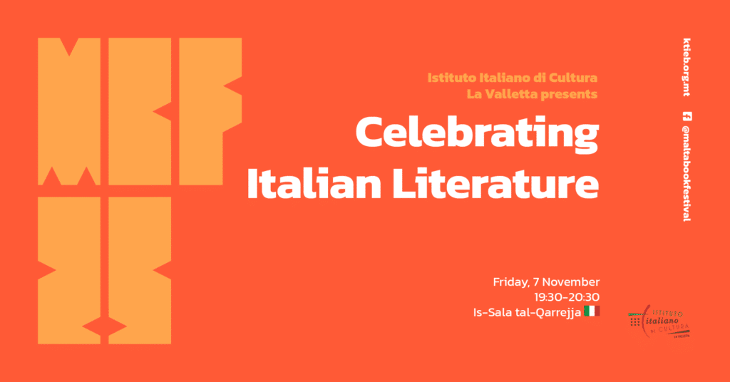 Niċċelebraw il-Letteratura Taljana – Istituto Italiano di Cultura La Valletta – Is-Sala tal-Qarrejja 🇮🇹