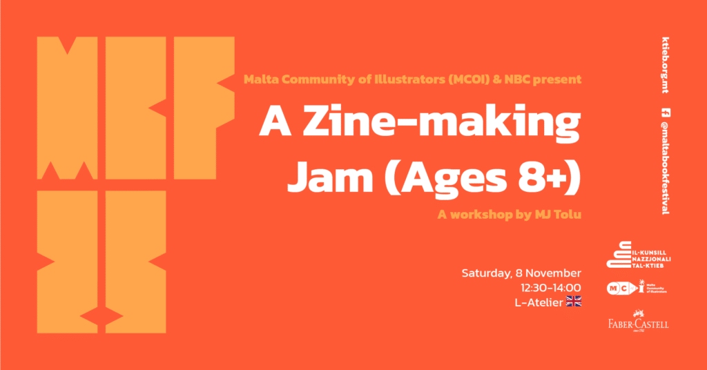 A Zine-making Jam (Ages 8+): A workshop by MJ Tolu – Malta Community of Illustrators (MCOI) &amp; NBC – L-Atelier 🇬🇧