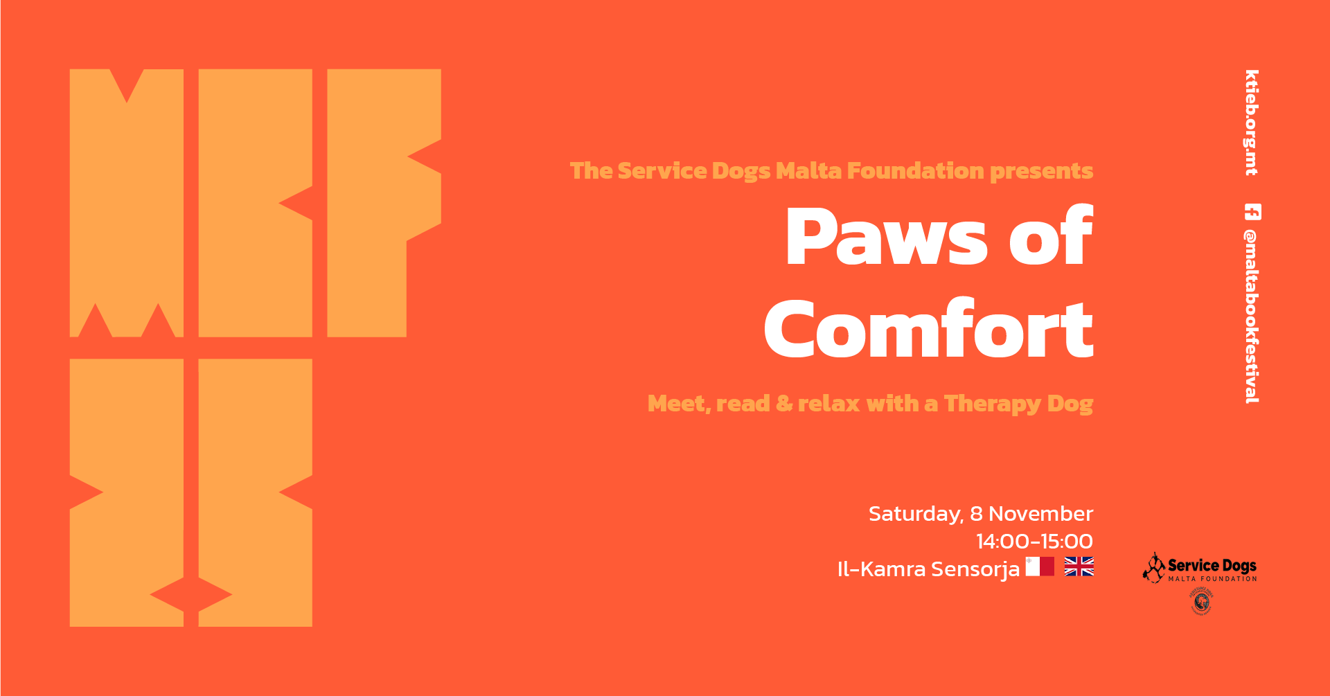 Paws of Comfort: Meet, read &amp; relax with a Therapy Dog – Service Dogs Malta Foundation – Il-Kamra Sensorja 🇲🇹/🇬🇧