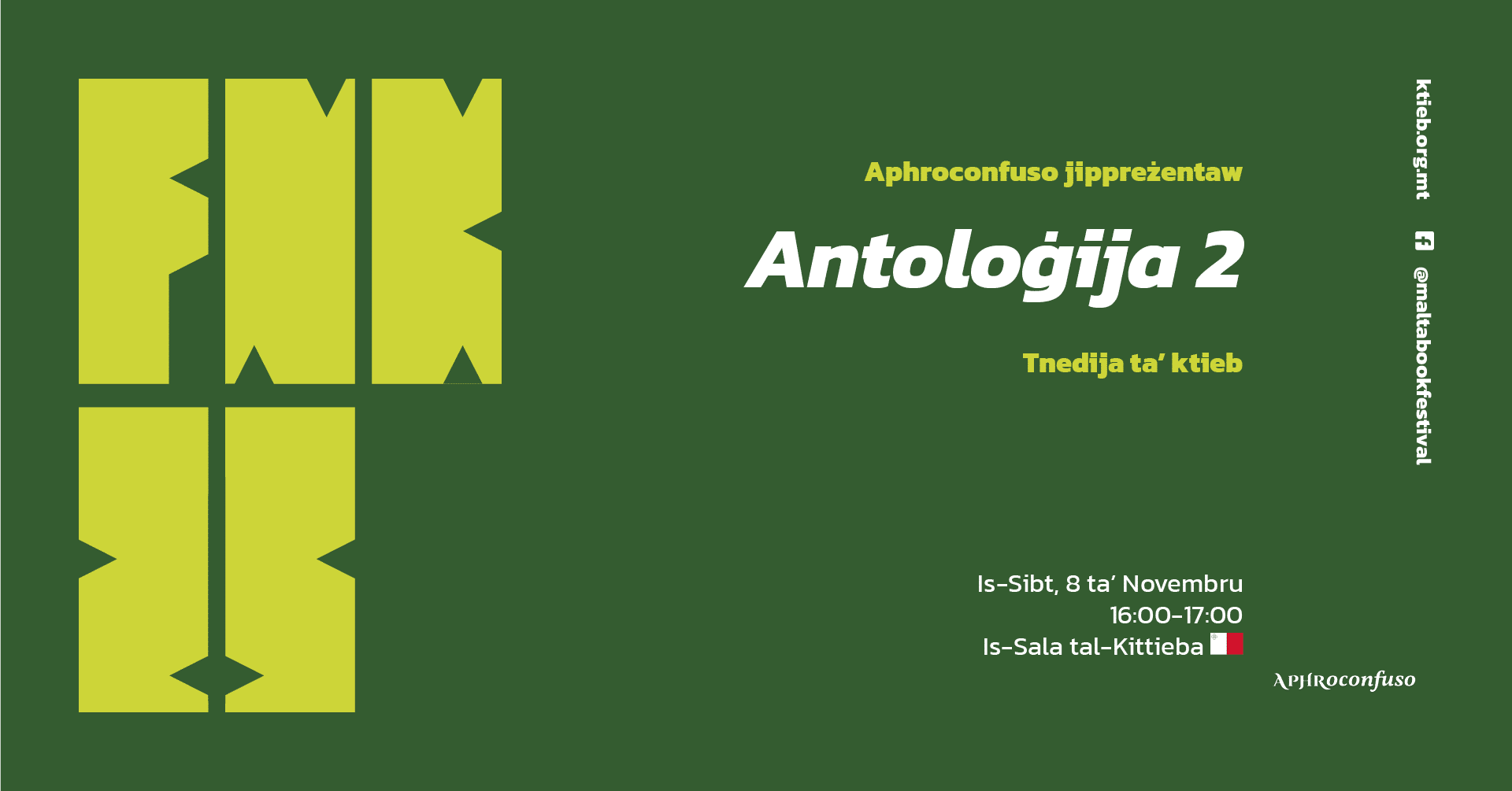 Antoloġija 2: Tnedija ta’ ktieb – Aphroconfuso – Is-Sala tal-Kittieba 🇲🇹