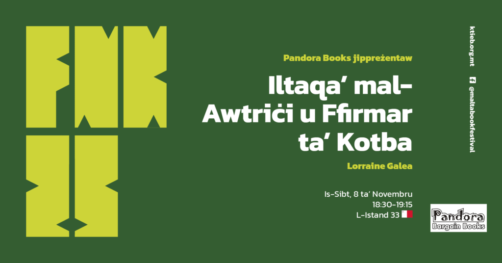 Iltaqa’ mal-Awtriċi u Ffirmar ta’ Kotba: Lorraine Galea – Pandora Books – L-Istand 33 🇲🇹