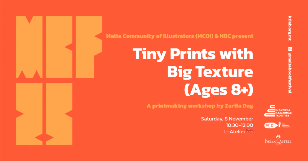 Tiny Prints with Big Texture (Ages 8+): A printmaking workshop by Zarifa Dag – Malta Community of Illustrators (MCOI) &amp; NBC – L-Atelier 🇬🇧