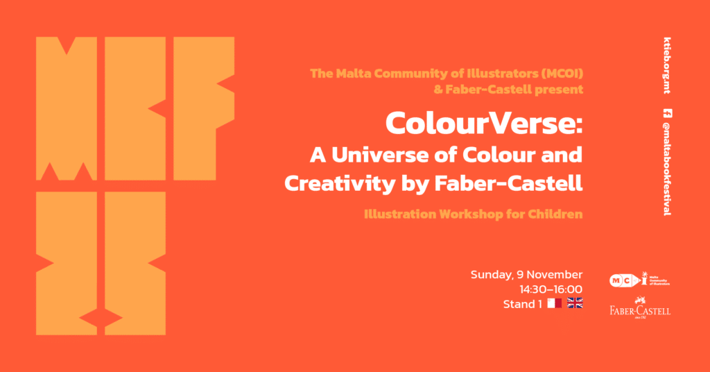 ColourVerse: Univers ta’ Kuluri u Kreattività mill-Faber-Castell: Workshop tal-Illustrazzjoni għat-Tfal  – Malta Community of Illustrators (MCOI) u Faber-Castell – L-Istand 1 🇲🇹/🇬🇧