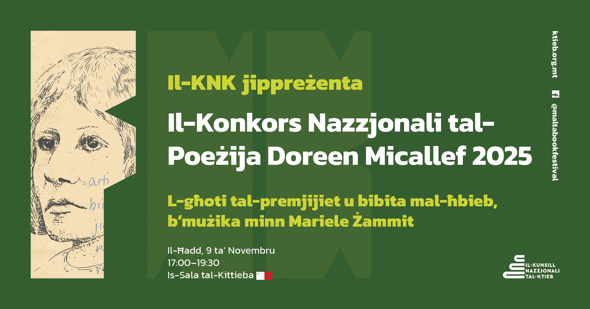 The 2025 Doreen Micallef National Poetry Contest &amp; Networking Event: Award-giving ceremony &amp; music by Mariele Żammit  – NBC – Is-Sala tal-Kittieba 🇲🇹