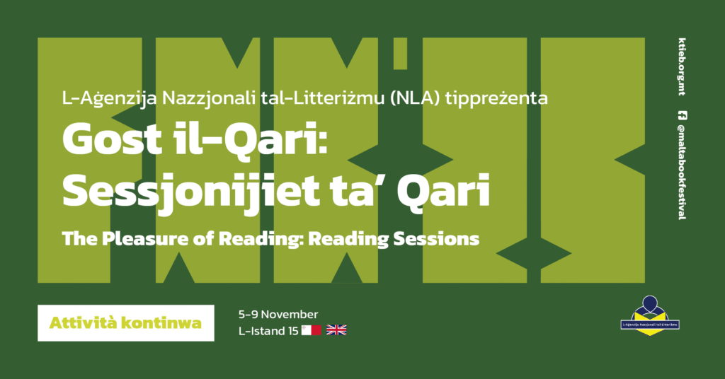 The Pleasure of Reading: Reading Sessions – National Literacy Agency (NLA) – Stand 15 🇲🇹/🇬🇧
