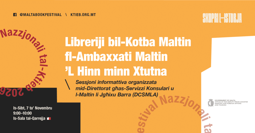 Libreriji bil-Kotba Maltin fl-Ambaxxati Maltin ’L Hinn minn Xtutna – Il-Ministeru għall-Affarijiet Barranin u Ewropej 🇲🇹